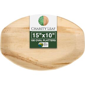 صواني من أوراق النخيل للاستعمال مرة واحدة مقاس 15 بوصة × 10 بوصة (100 قطعة) أطباق تقديم تشبه الخيزران، وألواح للاستعمال مرة واحدة، وأدوات طعام صديقة للبيئة لحفلات الزفاف، وتقديم الطعام، والمناسبات in Kuwait