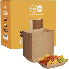 Disposable Paper Food Trays 2lb, 150 Pack Brown Paper Boats - Heavy Duty Holders for French Fries, Nachos, Hot Dogs, Tacos, Popcorn - Grease Resistant Snack Boats for Food Trucks, Parties, Delivery in Kuwait