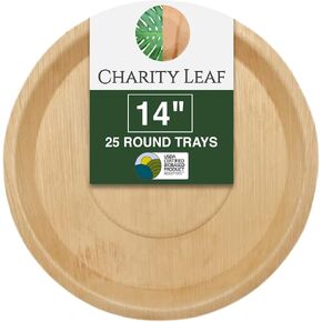 صواني مستديرة من أوراق النخيل للاستعمال مرة واحدة مقاس 14 بوصة (25 قطعة) أطباق تقديم تشبه الخيزران، وألواح للاستعمال مرة واحدة، وأواني طعام صديقة للبيئة لحفلات الزفاف، وتقديم الطعام، والمناسبات in Kuwait