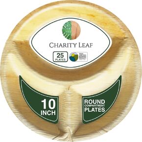 مستطيل من أوراق الشجر الخيرية مقاس 12 × 10 بوصة - أطباق عشاء من أوراق النخيل مكونة من 5 أقسام (25 قطعة) | ممتاز، طبيعي 100%، للاستعمال مرة واحدة، عالي التحمل | مثالية للحفلات وحفلات الزفاف وحفلات الشواء وحفلات تقديم الطعام in Kuwait