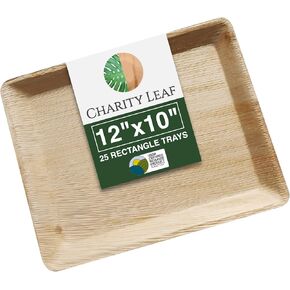 صواني من أوراق النخيل للاستعمال مرة واحدة مقاس 12 × 10 بوصة (25 قطعة) أطباق تقديم تشبه الخيزران، وألواح للاستعمال مرة واحدة، وأدوات طعام صديقة للبيئة لحفلات الزفاف، وتقديم الطعام، والمناسبات in Kuwait