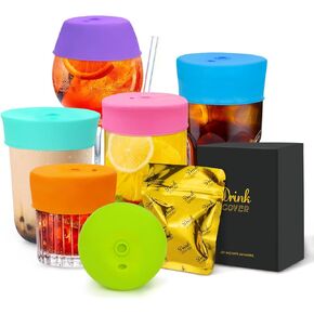 غطاء حماية للمشروبات | 100% سيليكون وقابل لإعادة الاستخدام، مثالي للحفلات أو الحانات أو النوادي، ويناسب جميع أحجام الأكواب | توقف عن القلق بشأن سلامة المشروبات (6 عبوات) in Kuwait