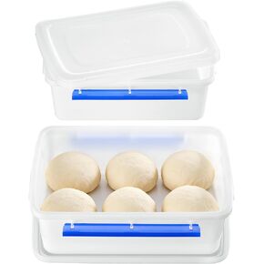 Vtopmart 2 Pack Pizza Dough Proofing Box, Pizza Dough Container with Snap-on Lids, BPA Free Food Storage Containers with Lids and Buckle-Up Latches, Bread Proofing Box Fits 4-6 Balls in Kuwait