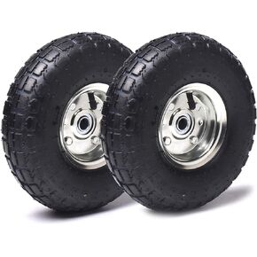 AR-PRO (2 Pack) 4.10/3.50-4 Tire and Wheel, Replacement Pneumatic Tires 10-Inch Wheel with 5/8" Bearings and 2.2" Offset Hub, Compatible with Hand Truck, Wheelbarrow, Wagon, Gorilla Carts in Saudi Arabia