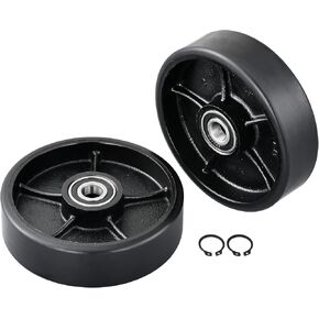 Manual Pallet Jack Steering Wheels Set 7 x 2" (180 x 50mm) Poly Tread Black Color,with Bearings pre-installed, includes Fasteners in Kuwait