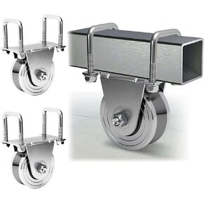 2 Pack 4" V-Groove Slide Gate Wheel Kit, Heavy Duty Solid Steel Dual Sealed Bearing, Up to 3000lbs Capacity, No Welding fit for Inverted V-Shape Sliding Rolling Track Gates in Kuwait