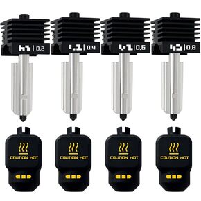4 Pack 0.2MM 0.4MM Hotend for Bambu P2S/H2S/H2D/A1/A1 Mini Combo Nozzle Print Head Hot End Kit Extruder Silicone Cover Removable Hardened Steel Nozzle Heater Sink for Bambu Lab 3D Printer in Kuwait