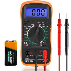 Digital Multimeter Voltmeter Battery Voltage Multi Tester Continuity Ohm Volt Amp DC AC Current Resistance Diodes 2000 Counts Electrical Test Meter with Leads Backlight LCD Display in Kuwait