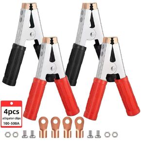 4-Pack Large Size Insulated Alligator Clips Electrical, 500A Spring Loaded Battery Charger Clamps for Car/Truck Battery & Industrial Electric Testing (Black and Red) in Kuwait