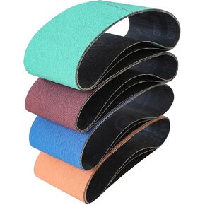 12 Pcs 3" x 21" Sanding Belts for Belt Sander, Assorted Grits (3 Each of 80 120 150 240), Aluminum Oxide Sanding Belts for Woodworking Metal Polishing Knife Sharpening in Kuwait