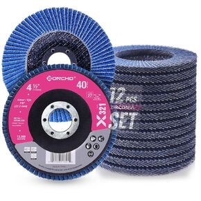 Flap Discs 4 1/2 for Angle Grinder,40 Grit Type 27 Zirconia Abrasive Grinding Wheel,7/8" Flap Sanding Disc for Metal, Wood, Stainless Steel Finishing (12 Pack) in Kuwait