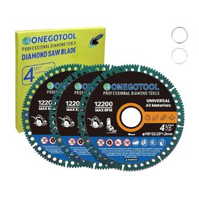 أقراص قطع غير قابلة للتدمير مقاس 4-1/2 بوصة لمطحنة الزوايا وشفرات قطع العجلات مقاس 7/8 بوصة أداة ماسية حديد التسليح المعدني والبلاط البورسلين الجرانيت والرخام الناعم (3 قطع) in Kuwait