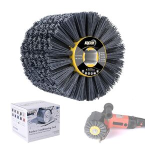 أداة ترطيب السطح مقاس 11.43 سم × 10.16 سم، عجلة رسم كاشطة من النايلون 60 حبيبة لآلات التلميع، طبل تلميع للمعادن الخشبية، إزالة بقع الطلاء والصدأ in Kuwait