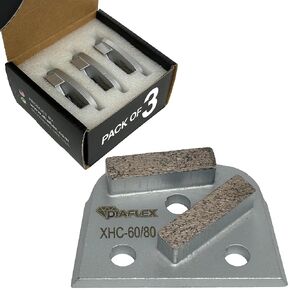 Diaflex Double Bar Grinding Tool, (XHC) 60/80 Grit Extra Soft Bond, Quick Change Dovetail Trapezoid for Concrete Floor Preparation, Compatible w/Lavina, EDCO & Bartell Global, Pack of 3 in Saudi Arabia