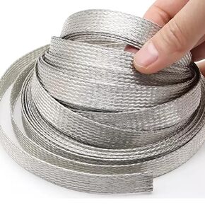Tinned Copper Braided Shield Sleeve Ground Strap Expandable Metal Mesh Cable Protector Flexible Wire Shielding for Electrical Equipment-4mm Wide-42ft in Kuwait