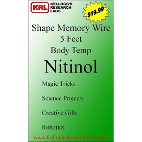 Kellogg's Research Labs, Body Temp 95°F (35°C), 0.020" (0.5mm) Shape Memory Nitinol wire, 5 feet in Saudi Arabia