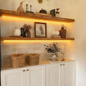 أرفف عائمة من خشب الجوز بطول 91.44 سم، أرفف جدارية من الخشب الصلب الريفي مع دعامات غير مرئية للحمام وغرفة المعيشة وغرفة النوم والمطبخ مجموعة من 2 in Kuwait