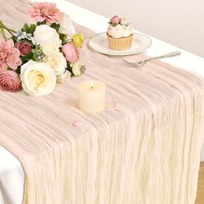 Pink Table Runner, 10 Ft Spring Table Runner, Gauze Rustic Cheesecloth Table Runners for Wedding, Party, Baby & Bridal Shower, 120 in Boho Table Runners for Easter, Mother's Day in Kuwait