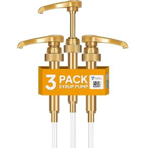 6 Pack Coffee Syrup Pump - Syrup Pump Dispenser for 750ml Bottles |Gold Syrup Pumps for Coffee Bar, Fits Top Brands Syrup Bottles |No Leak Lock Pump for Syrup Bottle |Portion Control Coffee Syrup Pump in Kuwait