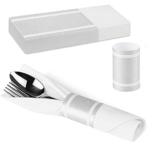 100 Pcs Napkin Bands - Paper Napkin Rings Self Adhesive,Silverware Wraps Bands for Wedding Party Event Dinner Table Setting(Gold) in Kuwait