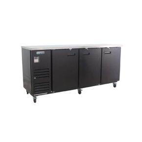 EMPURA 90" Back Bar Cooler Cabinet with Three-Swing Solid Doors | Commercial Refrigerator Fridge for Beverage Beer Soda | 25.3 Cu. Ft. | 90.0"W x 27.64"D x 42.5"H, Black Steel Exterior Finish, 115V in Kuwait