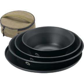 CAMPINGMOON Camping Plates Stainless Steel 4pcs Black BKS395-1S in Kuwait