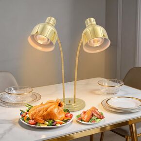 مصباح تسخين الطعام برأس مزدوج، ضوء تسخين الطعام التجاري بقدرة 500 وات مع لمبتين، مصباح تسخين كهربائي محمول من الفولاذ المقاوم للصدأ للمطعم، البوفيه، تقديم الطعام، المطبخ in Kuwait