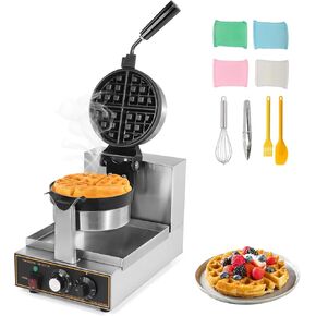 WICHEMI Commercial Belgian Waffle Maker Thick, Cast Iron Waffle Maker Rotating, 180° Flip Nonstick Time Control Temperature Adjustable 110v 1200w in Kuwait