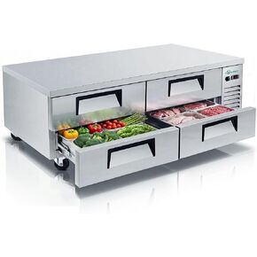 COOLCHEF 72" Chef Base Refrigerator, Commercial Drawer Prep Table Refrigerator, 16 Cu.Ft Stainless Steel Worktop Cooler with 4 Drawers, Heavy Duty R290 Cooling, ETL Certified in Saudi Arabia