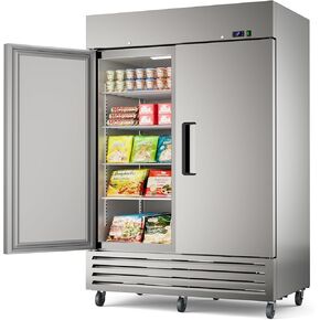 48" W Commercial Refrigerator Freezer Combo,38 Cu.ft Industrial Fridge and Freezer Combo,All Stainless Steel Design,8 Adjustable Shelves,Pure Copper Compressor,Built-in LED Light in Kuwait
