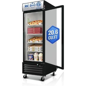 27" Commercial Display Freezer Upright, 20.6 Cu.ft Merchandiser Freezer with Triple-Pane Glass Door, -8 to -1℉, Auto Defrost, LED Sensor Light, Good Choice for Supermarkets, Cafes, Stores in Saudi Arabia