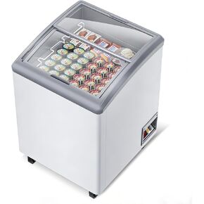 فريزر آيس كريم تجاري بحجم 5.5 قدم مكعب، فريزر صغير للآيس كريم مقاس 23 بوصة مع ضوء LED علوي زجاجي منزلق، وفريزر عميق لعلبة العرض مع سلتين سلكيتين، وعجلات قفل للأعمال in Kuwait
