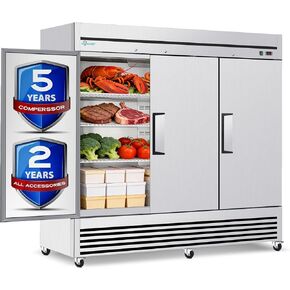 Commercial Freezer Upright Double Door 54" Stainless Steel Reach In Frost Free Upright Freezers 49 cu ft Garage Ready Restaurant Kitchen Industrial Freezer Commercial Stand Up Freezers in Kuwait