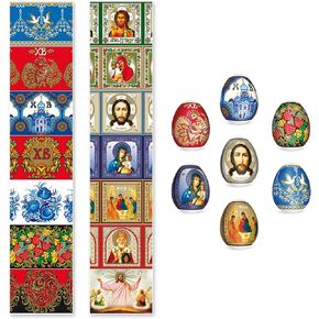 21 Pc Egg Wraps Easter Set - Traditional Easter Egg Shrink Wrappers - Ukrainian Easter Egg Decorating Kit - Othtodox Easter Egg Wrappers for Pysanka - Thermo Easter Egg Sleeves in Kuwait