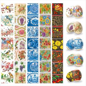 Egg Wraps Easter with Patterns 35 Pcs - Traditional Ukrainian Egg Decorating Kit - Easter Egg Wraps Ukrainian, Orthodox, Slavic - Thermo Heat Easter Egg Shrink Wrappers for Pysanky in Kuwait