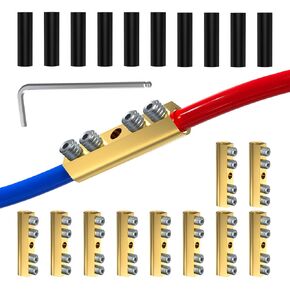 طقم صواميل موصلات أسلاك قياس 10-6 AWG من GKG - أطراف توصيل أسلاك نحاسية 80 أمبير مع مؤخرة انكماش حراري، براغي M5 ومفتاح ربط، موصل سلك مجعد مقاوم للماء للسيارات الشمسية البحرية in Kuwait
