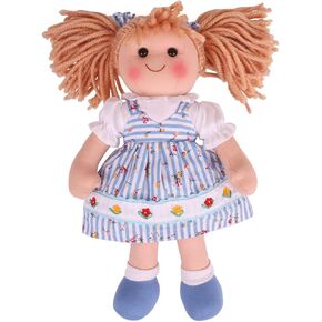 Bigjigs Toys Poppy Rag Doll (Small) - 28cm Small Rag Doll for 1 Year Old, Ideal First Doll for Babies & Toddlers, Super Soft Dolls, Bigjigs Rag Dolls in Kuwait