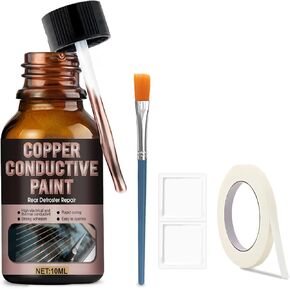 Rear Defroster Repair Kit, Copper Conductive Paint for Repairing Rear Window Defroster Screens with Brush Wipes Masking Paper Strong Adhesion and Fast Repair Performance, 10 Ml in Kuwait