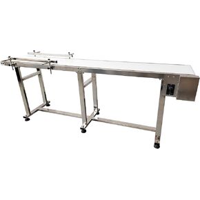 TECHTONGDA PU Flat Conveyor Belt System Stainless Steel Frames Double Guardrails for Industrial Transport Conveyor Length 82.7inch Belt Width 11.8inch in Kuwait
