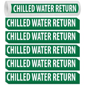 Konohan 25 Pack Chilled Water Supply Pipe Marker Bulk - 14" x 2" Vinyl Pipe Label Decal White On Green Background 1-1/4" Letter Size for Factories Laboratories in Kuwait