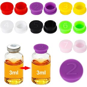 14PCS Reusable 3ml Glass Vial Protective Vial Caps with Digital Marking, Leak-Proof and Dust-Proof Caps for 3ml Vials Storage Boxes, 7 Assorted Colors in Kuwait