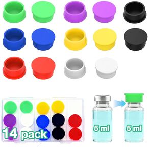 Silicone Protective Caps for 3ml Vials, Peptide Vial Caps Within Peptide Case - Reusable Seals for GLP-1, Semaglutide, Ozempic Peptide Vials, Fits 1ml 2ml 3ml Vial Holder (35 Pcs, 7 Colors) in Kuwait