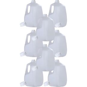 (8 عبوات) زجاجات عصير بلاستيكية فارغة سعة 128 أونصة مع أغطية بيضاء واضحة للعبث - زجاجات عصير - مثالية للعصائر والحليب والعصائر والنزهات وحتى إعداد الوجبات - صنع في الولايات المتحدة الأمريكية in Kuwait