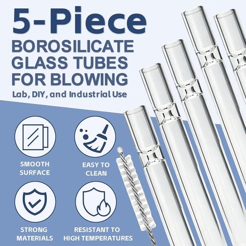 5 Pcs Borosilicate Glass Tube 4 Inch Thick Glass Blowing Tubes,2mm Wall Thickness,High Heat Resistance for Blowing,Lab,DIY,and Industrial in Saudi Arabia