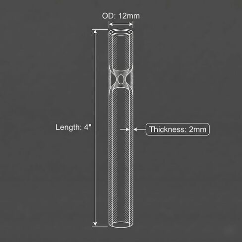 8-Pack Borosilicate Glass Tubes, 4 Inch Long, 12mm OD, 2mm Thick Wall - Heavy Duty Fire-Polished Glass Blowing Tubing for Lab, DIY, Art & Industrial Use (Clear) in Kuwait