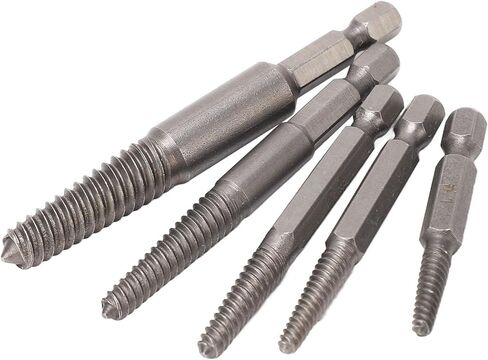 5PCS Damaged Screw Extractor Set, Carbon Steel Screw Remover Tool with 1/4 Inch Hex Shank, Ideal for Broken Stuck Screws Removal, Includes 7.5mm 5mm 4mm 3. 3mm in Saudi Arabia