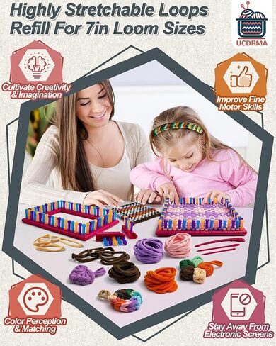 UCDRMA Loom Loops Refill for Potholder Weaving Loom Kit, 576PCS in 12 Morandi Colors Weaving Loom Refill Loops for 7″/10″ Loom to Make 16 Potholders, Stretchy Pot Holder Loops Set for 6+ Yrs Kids in Kuwait