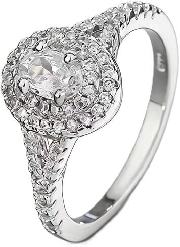 XIALV Classic Cubic Zirconia Oval Cut Promise Engagement Ring Double Bezel Halo Women's Ring Size 6-10 (US Code 6) in Saudi Arabia