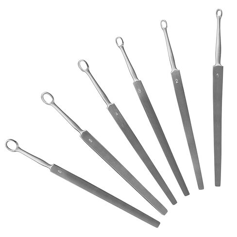 SURGICAL ONLINE Fox Dermal Ear Curettes with Loops Surgical Ear Instruments 5.5" 6 Pcs in Saudi Arabia