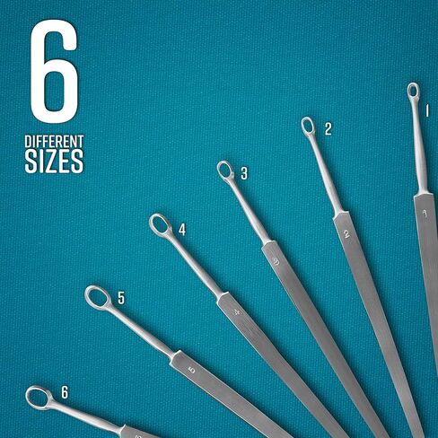 SURGICAL ONLINE Fox Dermal Ear Curettes with Loops Surgical Ear Instruments 5.5" 6 Pcs in Saudi Arabia